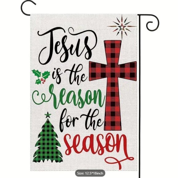 Jesus Is the Reason for the Season Canvas Yard Flag NWT - Picture 3 of 4
